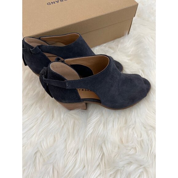 Lucky Brand Betsee Moroccan Blue Suede Tie Back Booties - Picture 1 of 5